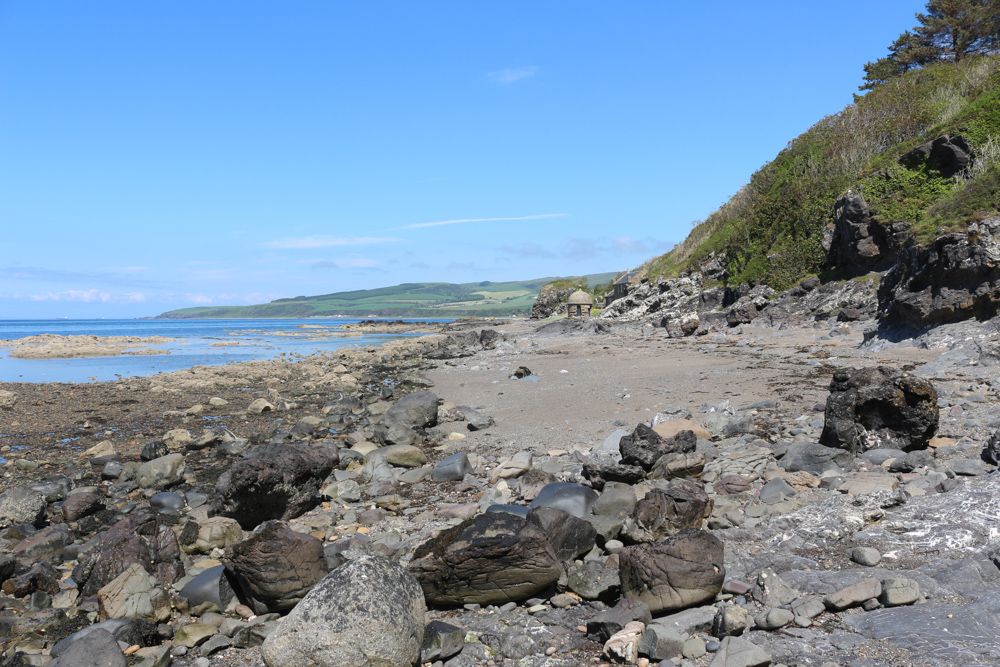 Stony beach under Culzean Castle