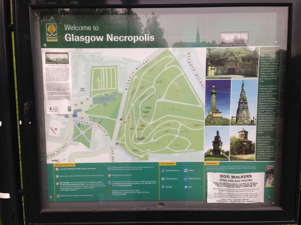 Übersichtsplan der Glasgow Necropolis