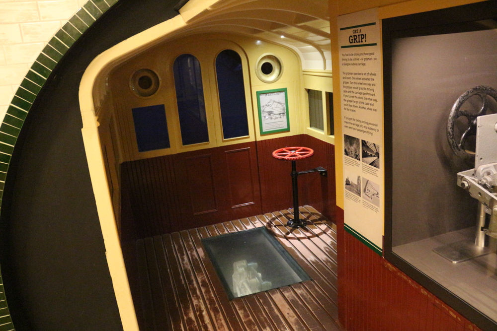 Old rail cart of the Glasgow District Subway. The cart was pulled by a wire.