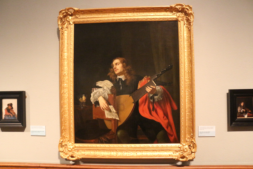 Painting of a Man with a Lute shown in the Kelvingrove Museum