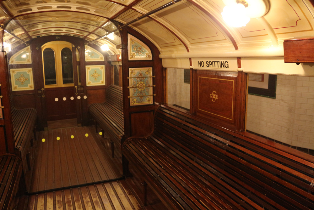 Old rail cart of the Glasgow District Subway. The cart was pulled by a wire.