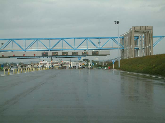 Highway toll stations close to the Pont de Normandie bridge