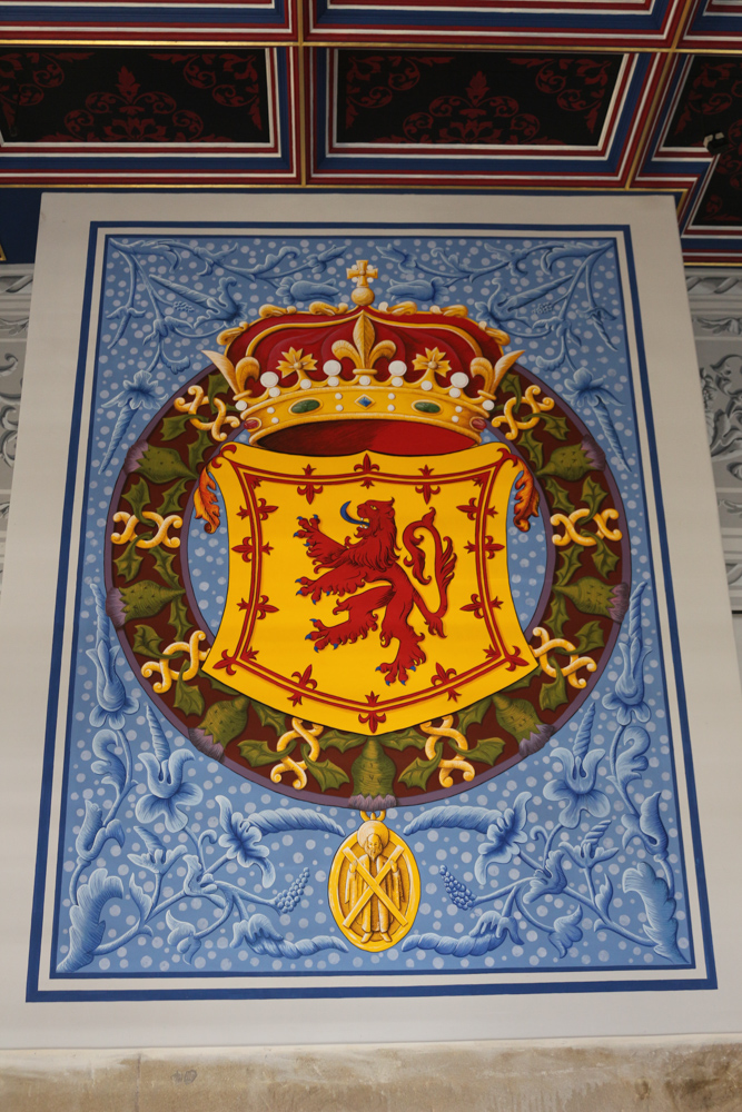 Colorful coat of arms in the royal apartments of Stirling Castle