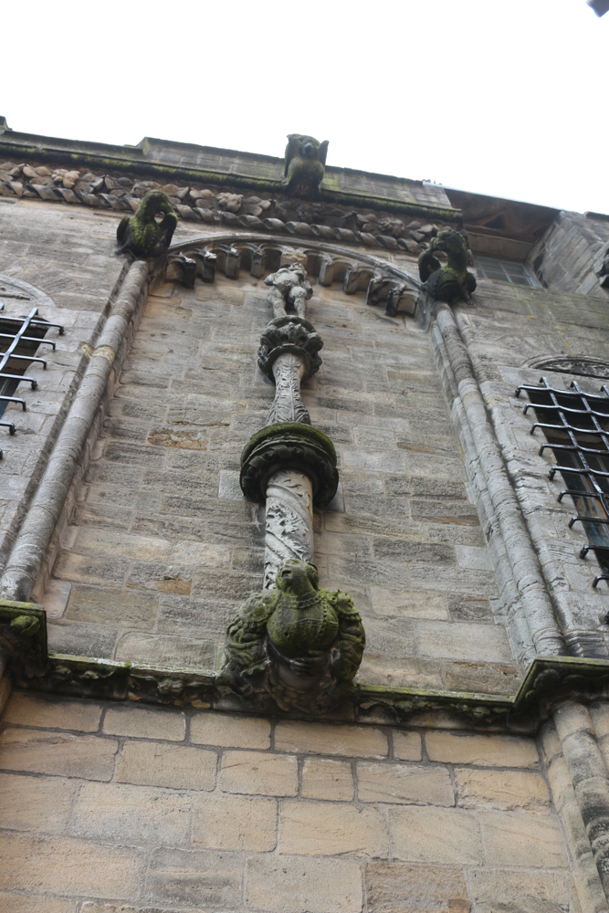 Stone ornaments on the outside of the royal palace in Stirling Castle