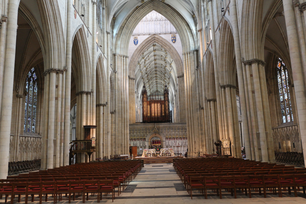View along the main nave of York Minster