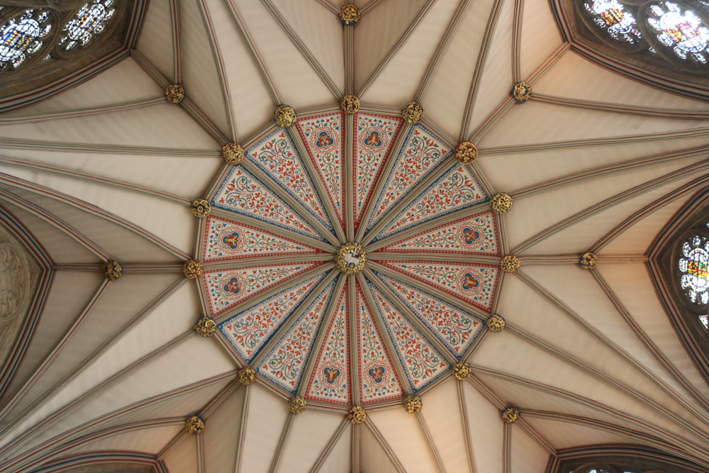 Gothic painted ceiling above the Chapter House of York Minster