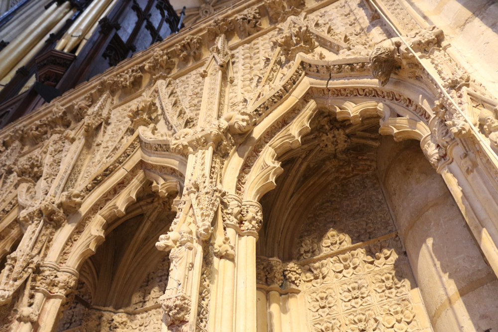 Details of the delicate stone choir screen of Lincoln Cathedral built in the 1330s