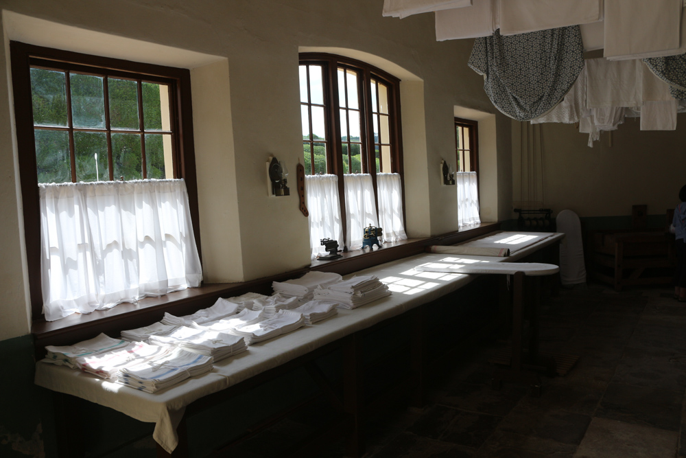 Dry and wet laundry in one of the service buildings of Audley End House