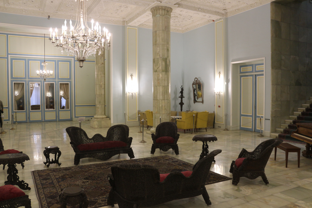 Entrance hall of the White Palace. It was built starting in 1936 and has 54 rooms and about 5'000 m² of living space.