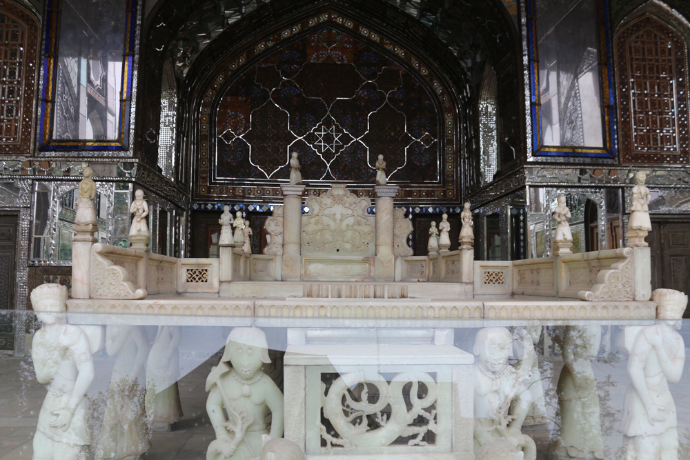 Main balcony of the Golestan Palace with the Marble Throne (Takht e Marmar) of the Shah
