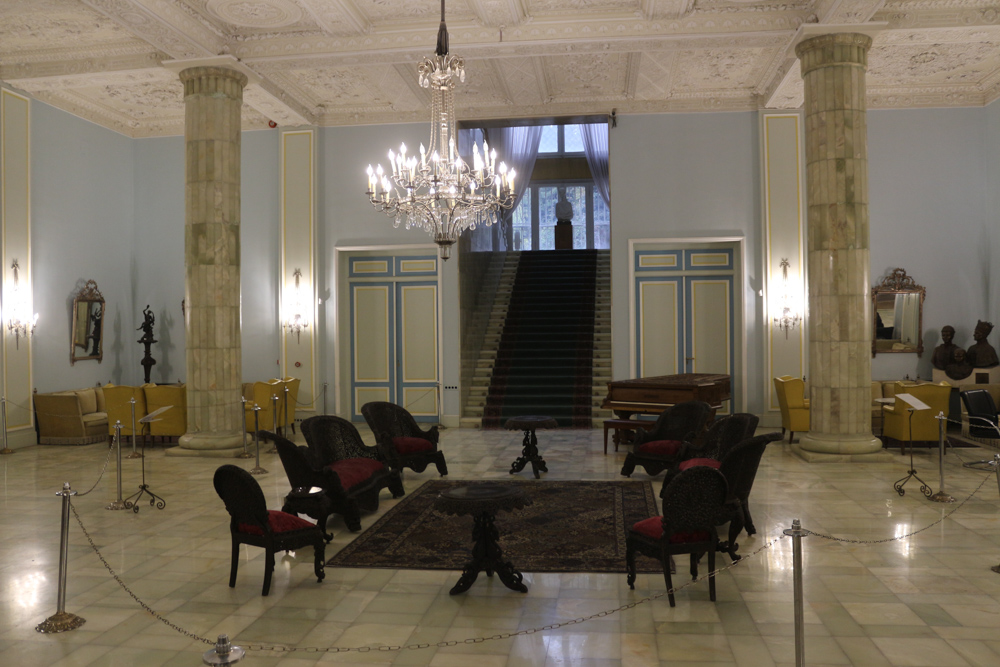 Entrance hall of the White Palace. It was built starting in 1936 and has 54 rooms and about 5'000 m² of living space.