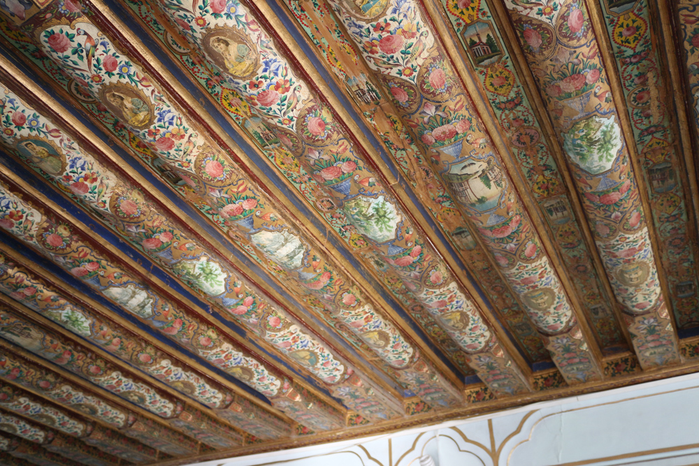 Painted ceiling in the Ghavam Garden pavilion