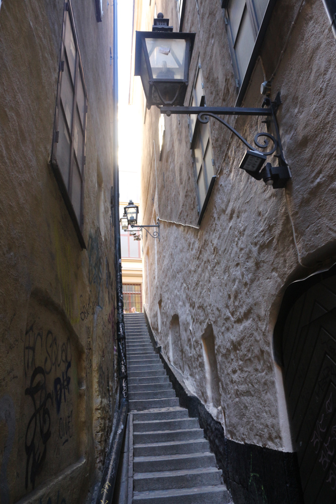 Gamla Stan: Enge Gasse in der Altstadt von Stockholm.