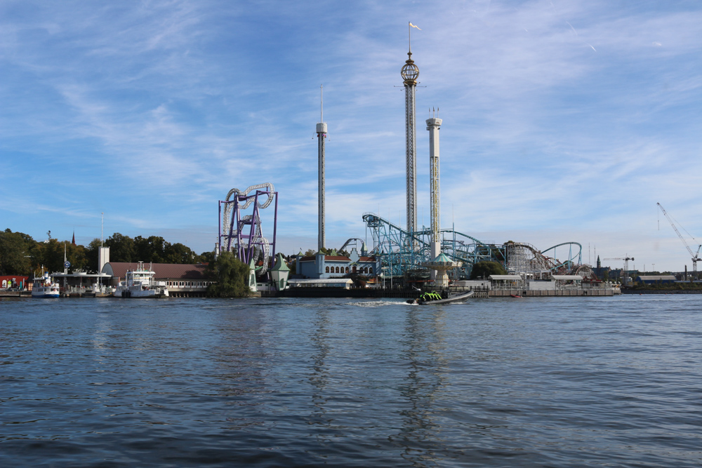 Gröna Lund amusement park seen from a boat