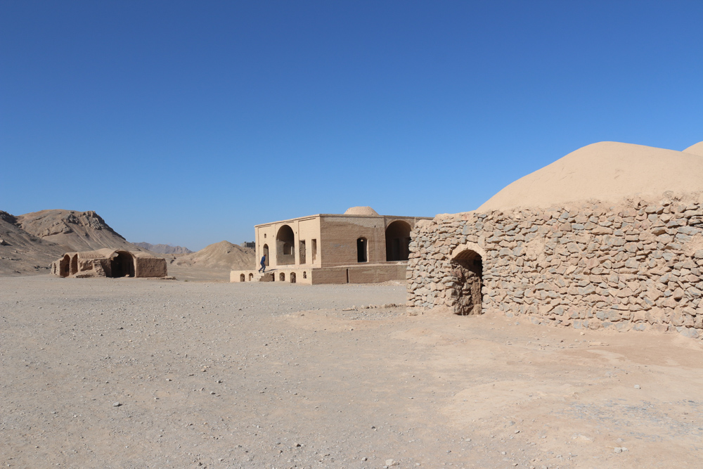 Buildings around one of the Silent Towers of Yazd