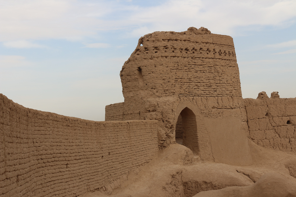 Mud-brick watch tower of the Citadel of Meybod