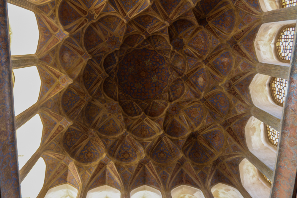 Painted ceiling in the Ali Qapu Palace music room