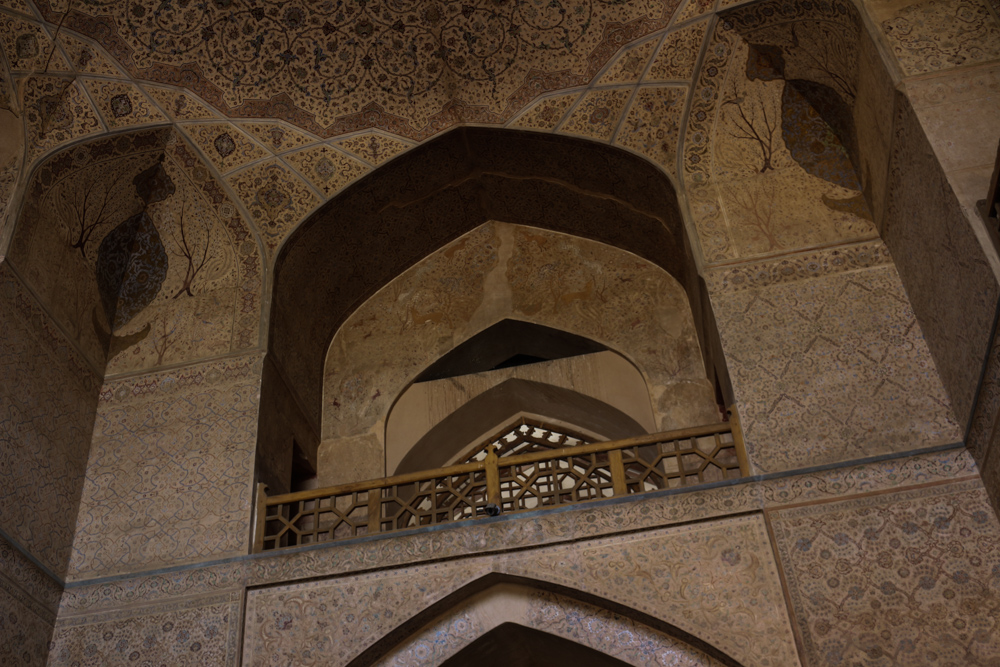 Painted walls and ceiling in the Ali Qapu Palace