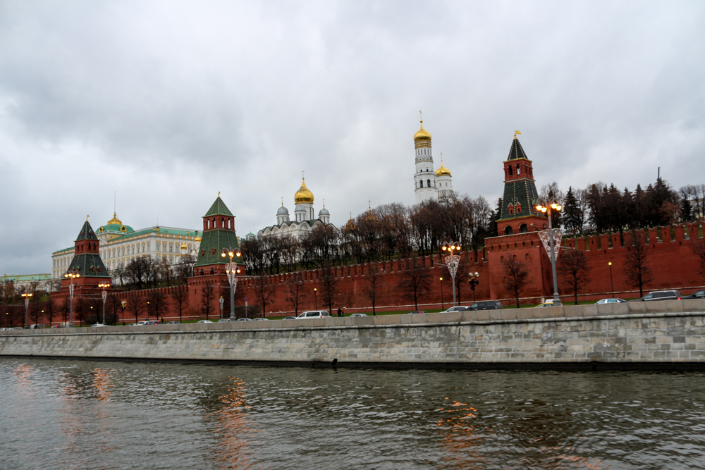 Cathedrals of the Kremlin seen from the Moskva River