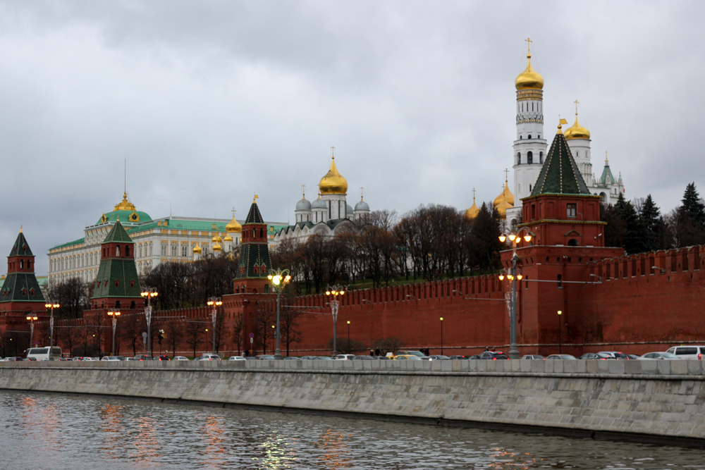 Cathedrals of the Kremlin seen from the Moskva River