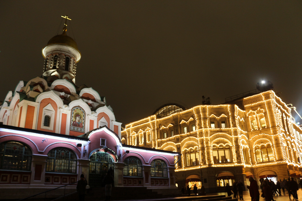 Kazan Cathedral and GUM department store on Red Square