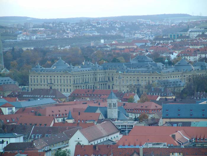 Würzburg Residence seen from the Fortress Marienberg high above the city