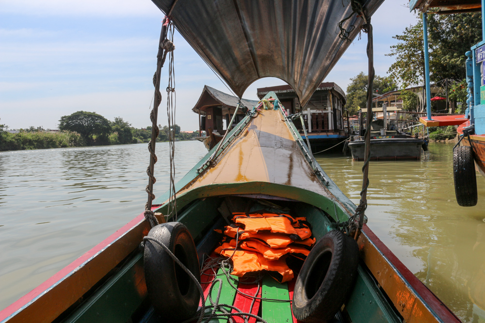 On board a Thai Ruea Hang Yao ("long-tail boat") through the canals of Ayutthaya