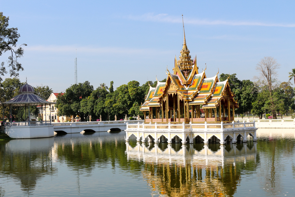 Aisawan Dhiphya-Asana Pavilion in the gardens of the Bang Pa-In summer palace in Ayutthaya