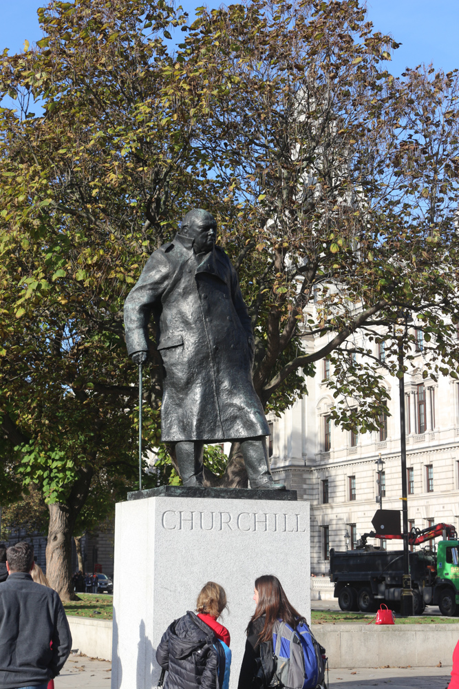 Statue of Winston Churchill across the Parliament