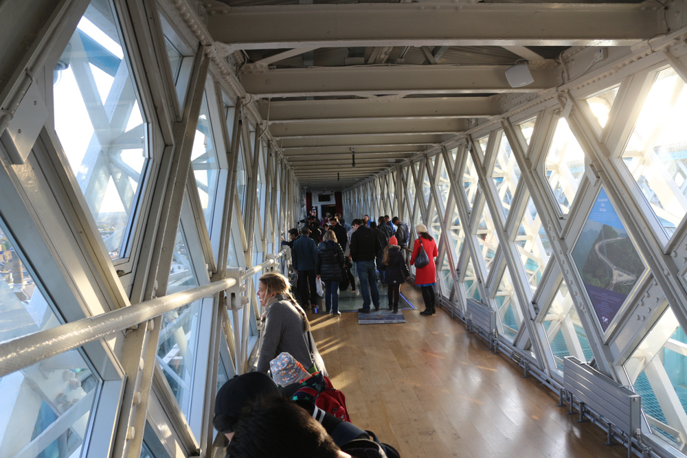 Visitor area of the upper deck of the Tower Bridge