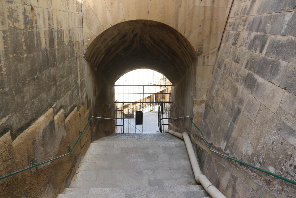 Steps to the Lascaris War Rooms under the defence walls of Valetta