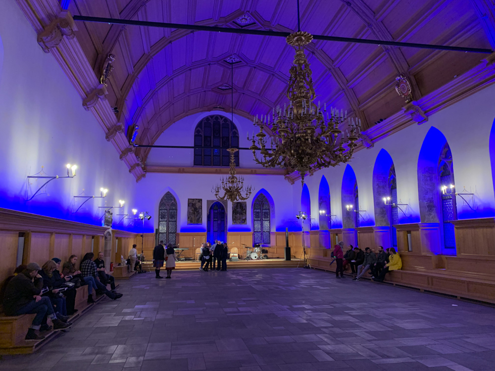 Historic city hall chamber of Nuremberg. Illumination during the so called "Blue Night".