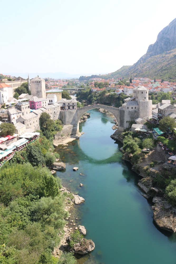 View from the top of the minaret of Koski Mehmed Pasha Mosque or Karađoz Bey Mosque in Mostar