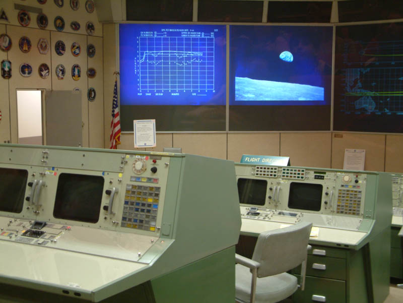 Das alte Mission Control Control Center der NASA in Houston aus der Ära der Apollo Flüge