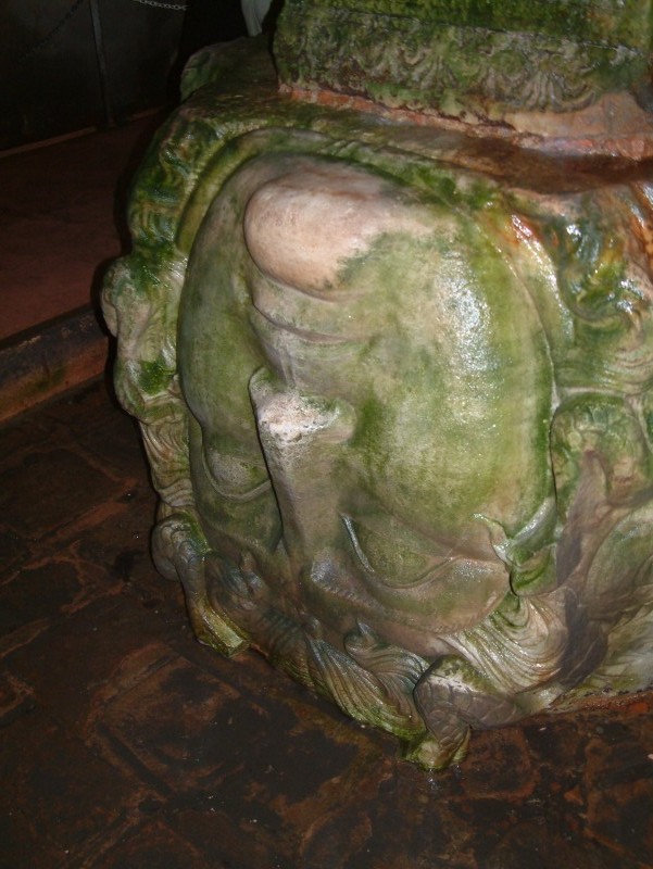 Head of the Medusa in the Basilica Cistern, turkish Yerebatan Sarnıçı or Yerebatan Sarayı