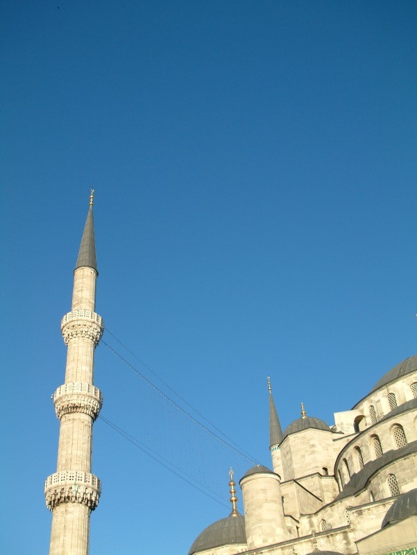 One of the six minarets of the Sultan Ahmed Mosque (Sultan Ahmet Camii)