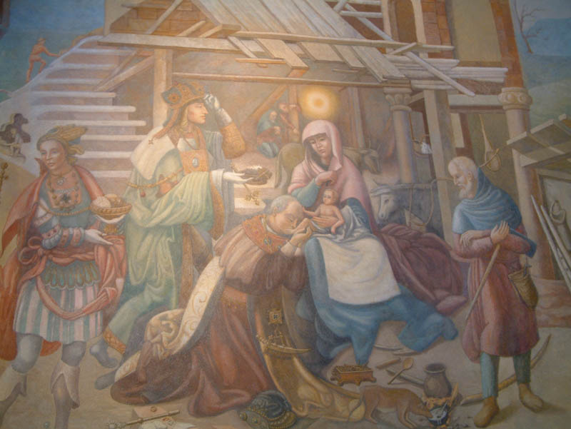 Fresco in the cloister of the former carmelite monastery in Frankfurt
