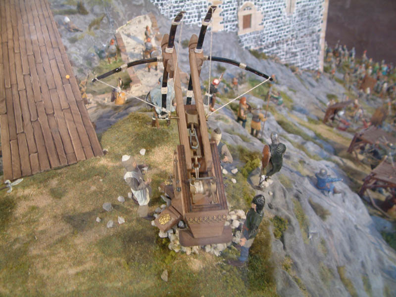Model (scale 1:25) of the crusader fortress Krak des Chevaliers in Syria. Shown is the siege by Sultan Baibars in 1271.