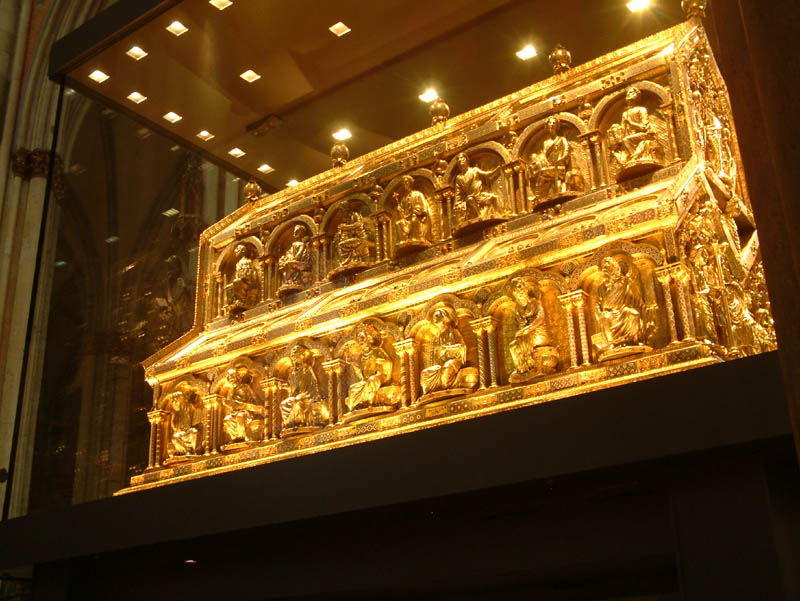 Sarcophagus of the Magi, a large gilded sarcophagus dating from the 13th century, and the largest reliquary in the Western world. It is thought to hold the remains of the Three Wise Men, whose bones and 2000 years old clothes were discovered at the opening of the shrine in 1864.