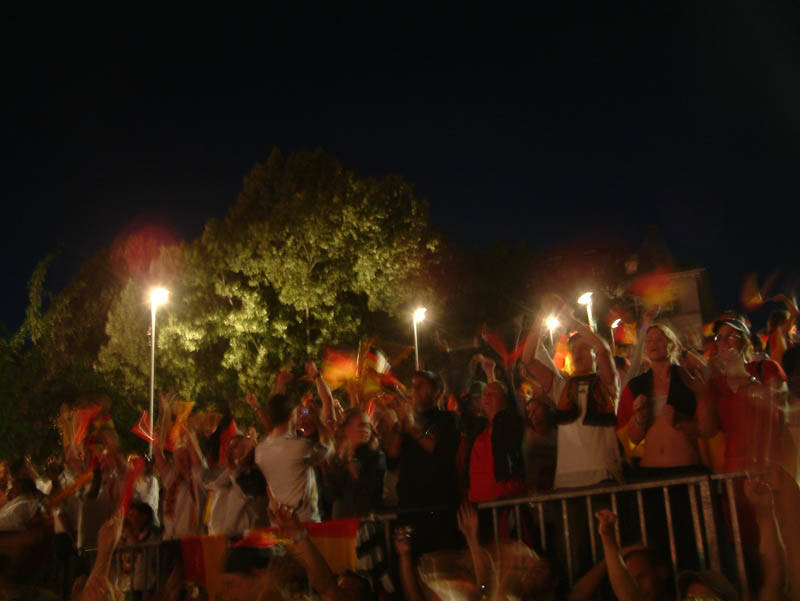 German fans celebrating the success of their team against Portugal (3:1) in the match for bronze of the FIFA world championship