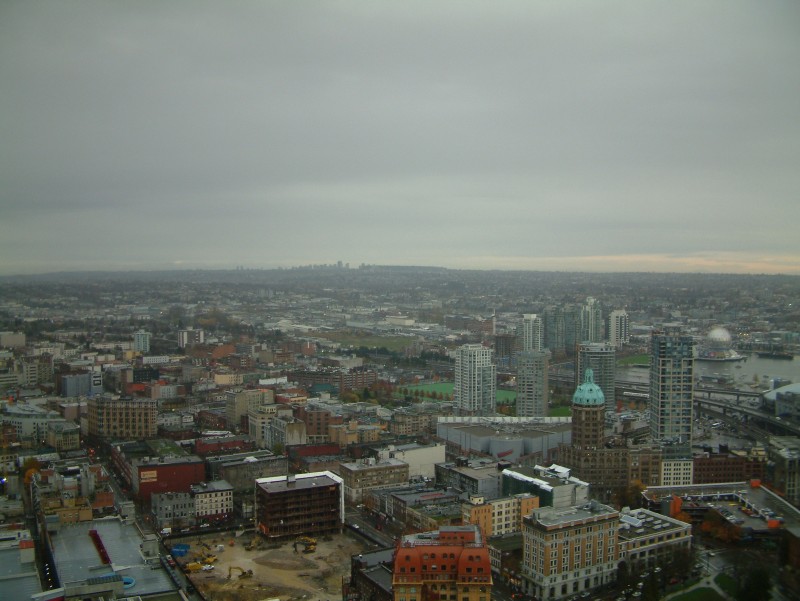 Blick von der Aussichtsplattform "Vancouver Lookout!" auf dem Dach des Harbour Centre Tower