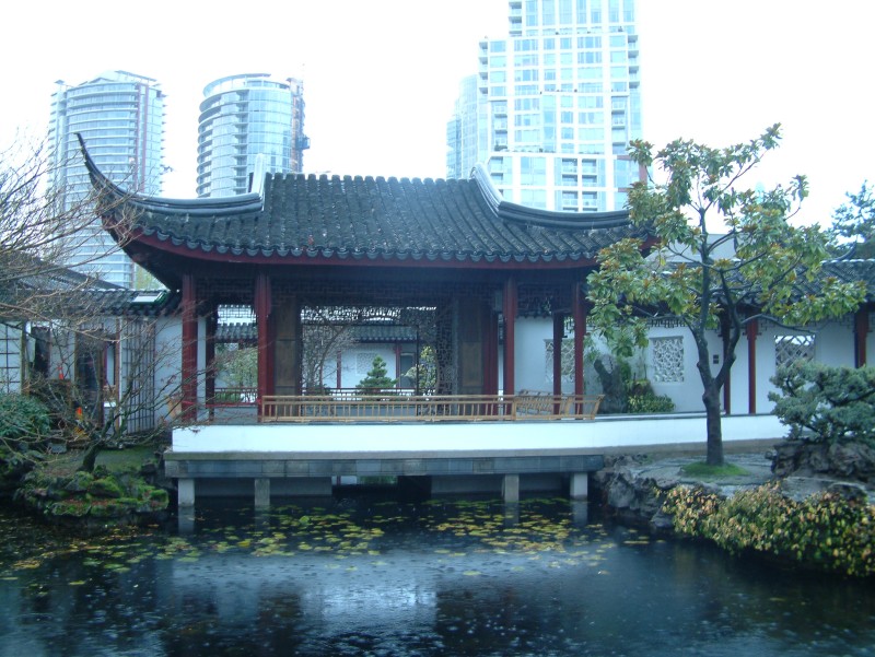 Dr. Sun Yat-Sen Classical Chinese Garden during heavy rainfall