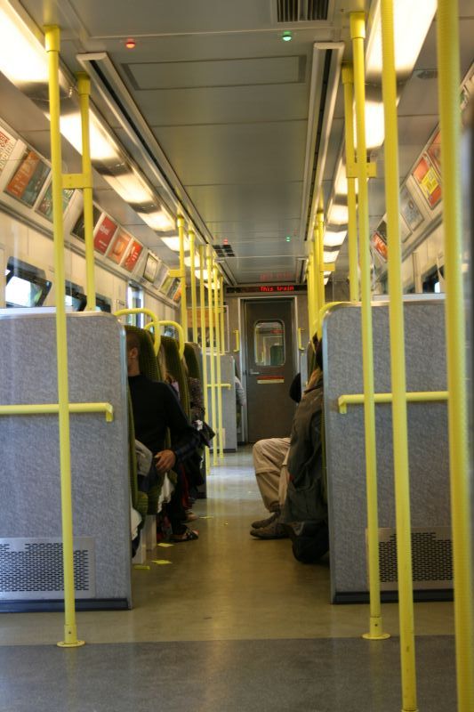 Inside a DART train