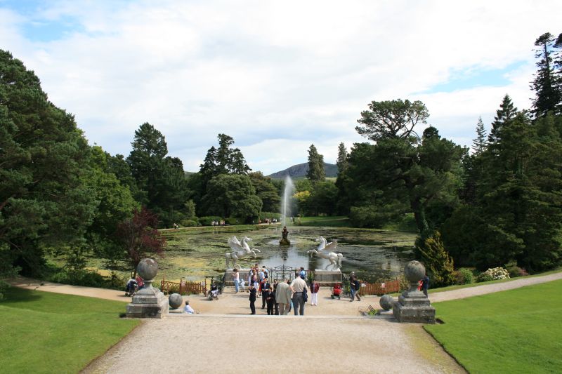 Winged Horses in front of Triton Lake in Powerscourt Gardens