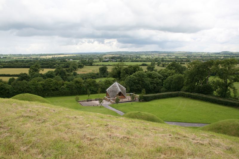 View from the top of Knowth to the entrance of the complex