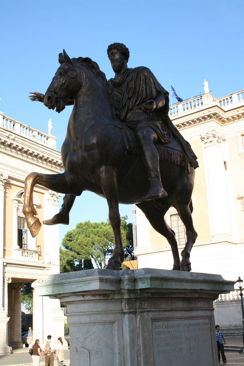 The statue of Marcus Aurelius on Piazza del Campidoglio faces North to the Vatican