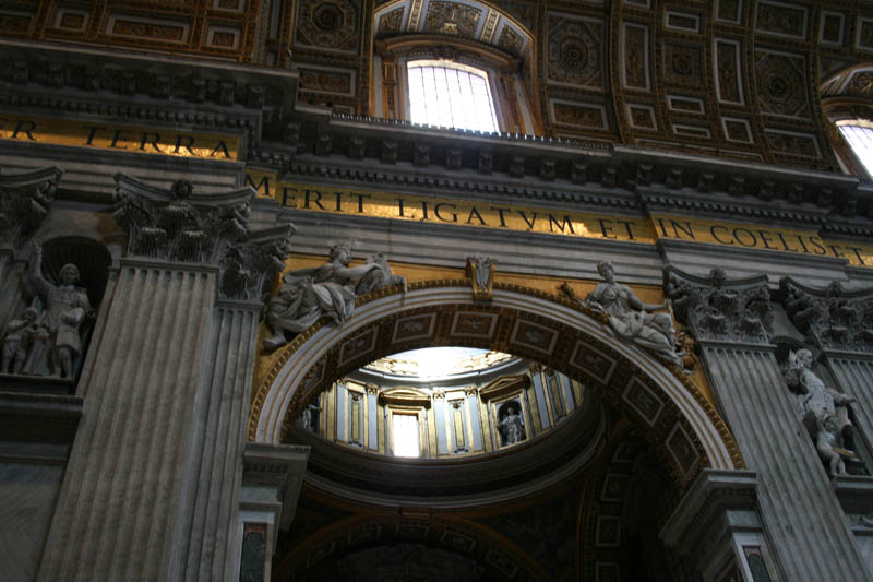 Arches between the middle and right aisle of St. Peter's Basilica