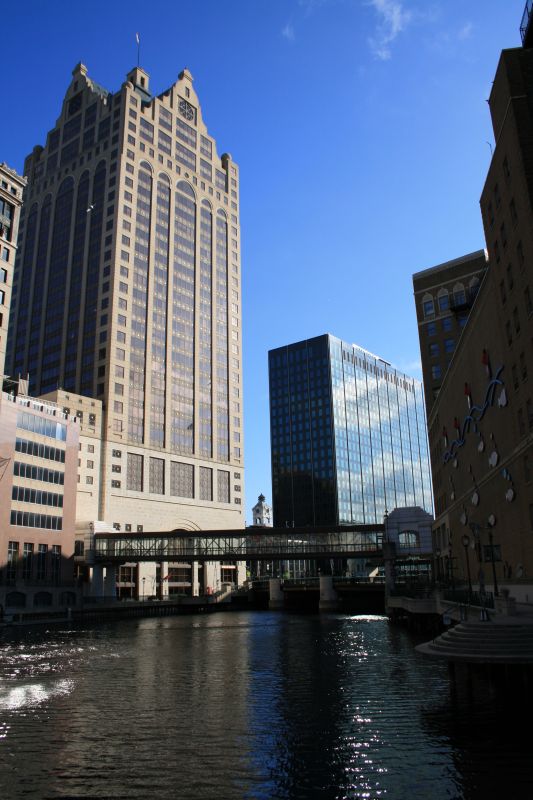 The Milwaukee Riverwalk is a continuous pedestrian walkway along the Milwaukee River