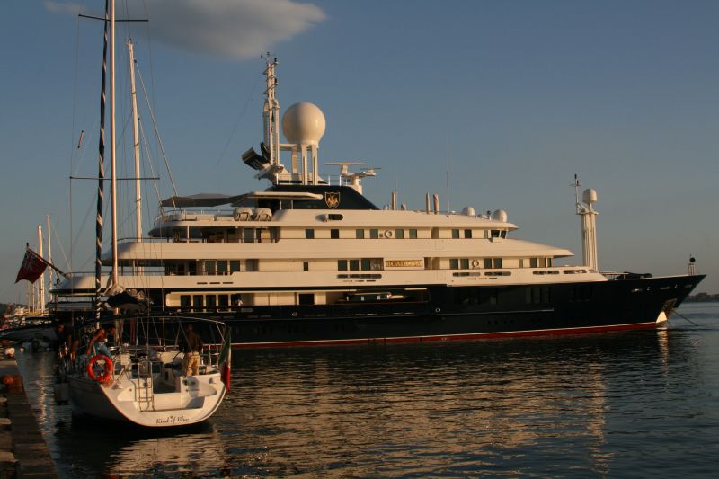 Boadicea Yacht in the harbour of Siracusa in Italy