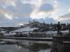 Die Würzburger Festung bei Schnee und einem unheimlichen Himmel